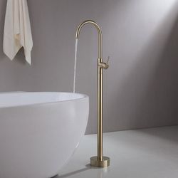 Brewst Solid Brass Single Handle Modern Floor Mounted Tub Filler Spout Faucet Sh7 $50
