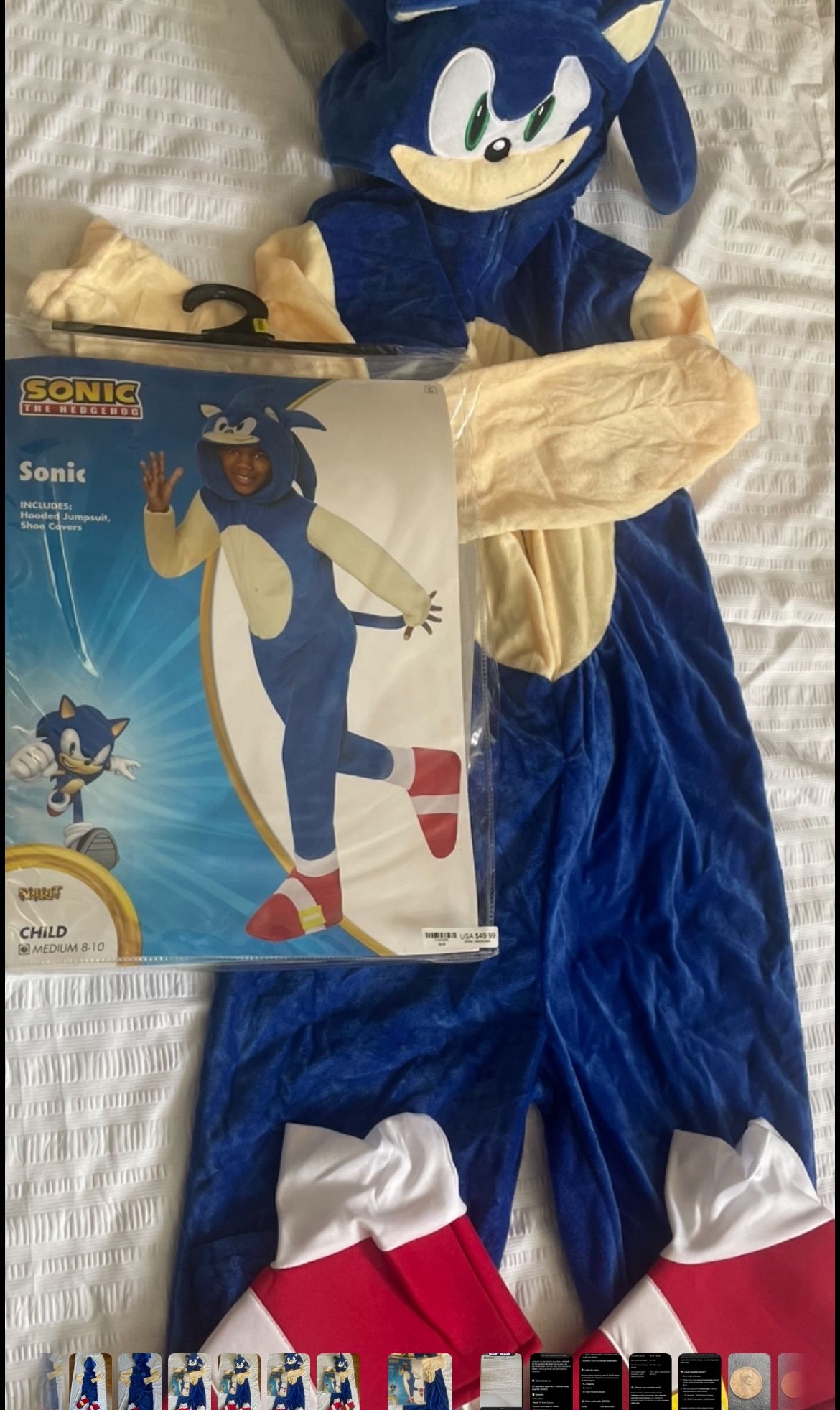 🦔Disfraz de Sonic the Hedgehog - ¡Como nuevo!