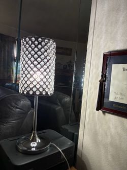 Crystal Bead Table Lamp Chrome Base