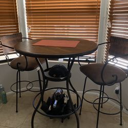 Wooden Bar High Table with Two Chairs (Reduced)