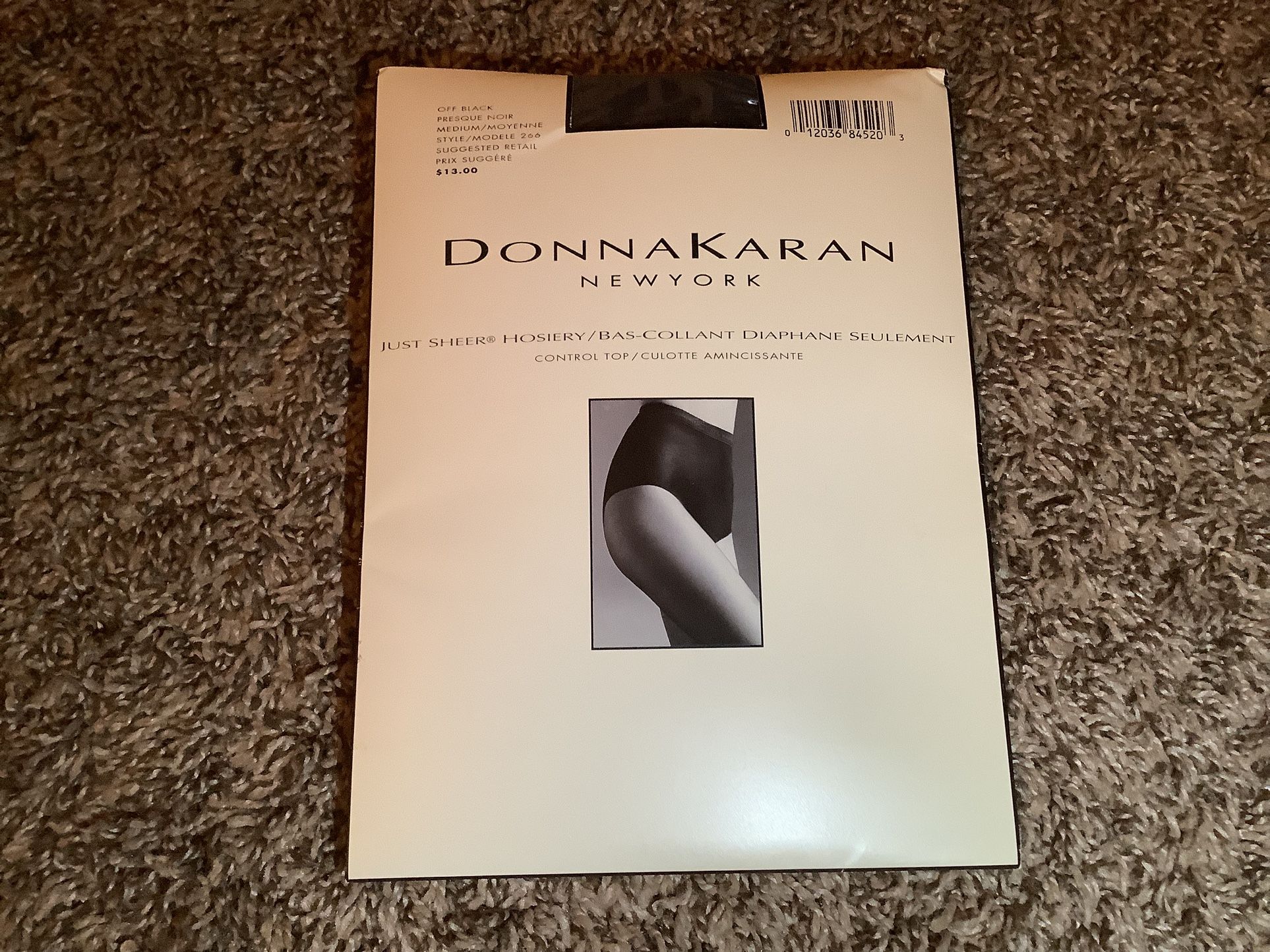 Donna Karan style 266 control top pantyhose, color off black, size: M