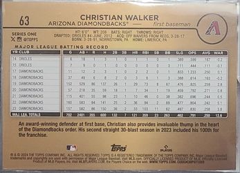 2024 Topps Serie 1 Béisbol Golden Mirror Image Variación SSP CHRISTIAN WALKER