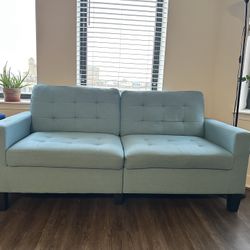 Mid-century blue sofa – easy to disassemble & move