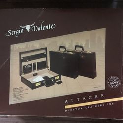 Sergio Valente Attaché Briefcase Brown Leather