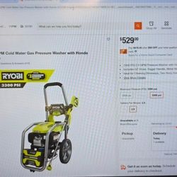 Water Pressure  RYOBI 3300 PSI  9,5 l/min