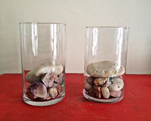 Clear Cylinder Glass Vase with Accent Rocks Ready for Your Succulents