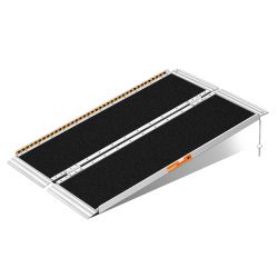 4 Feet Portable Wheelchair Ramp, Non-Skid Aluminum Handicap Ramps with Handle, Folding Threshold Wheel Chair Ramp for Home Steps, Stairs, Entry, Thres