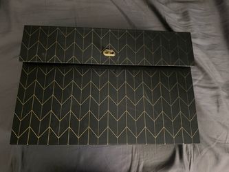 Black and Gold Geometric Clutch Box Purse Black & Gold Accordion File Organizer / Document Storage Box