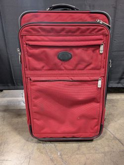Vibrant Red Kirkland Brand Rolling Suitcase