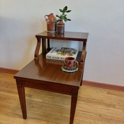 MCM Mahogany Mersman Two Tier Nightstand / End Table