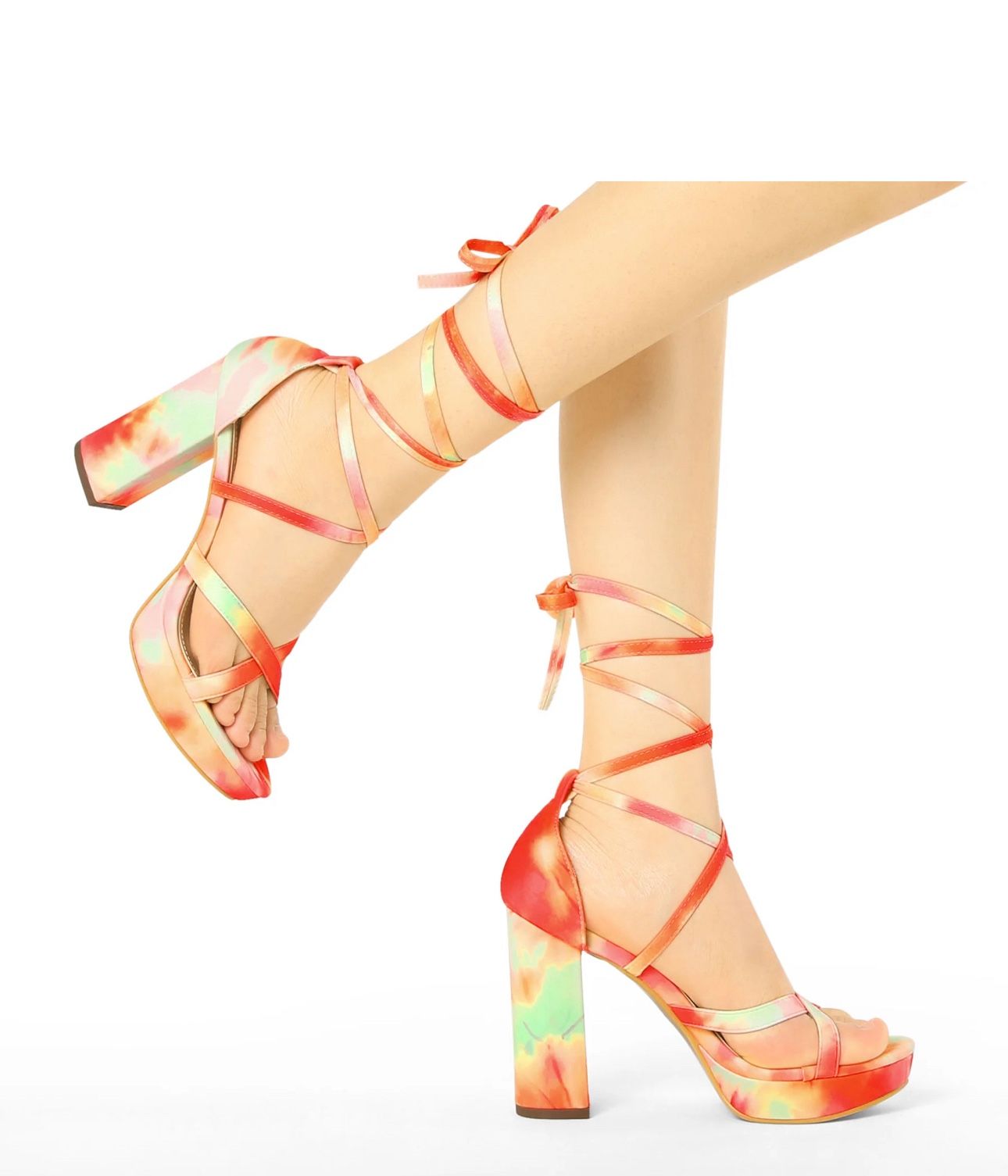 Allegra K Multicolor Strappy Heels
