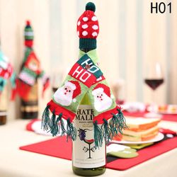 Christmas scarf and hat for wine