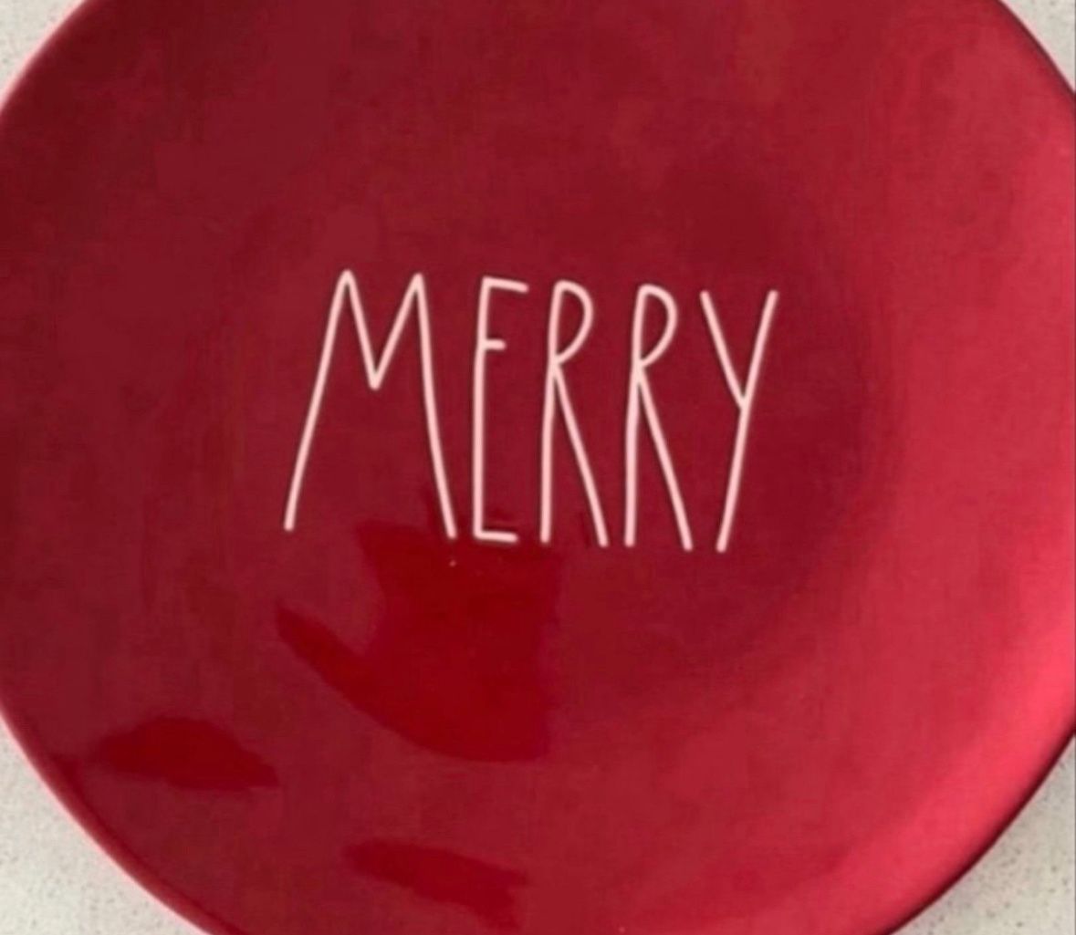 NEW RAE DUNN MERRY RED DINNER PLATE 