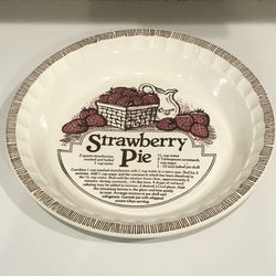 Vintage Strawberry Pie Recipe Dish 