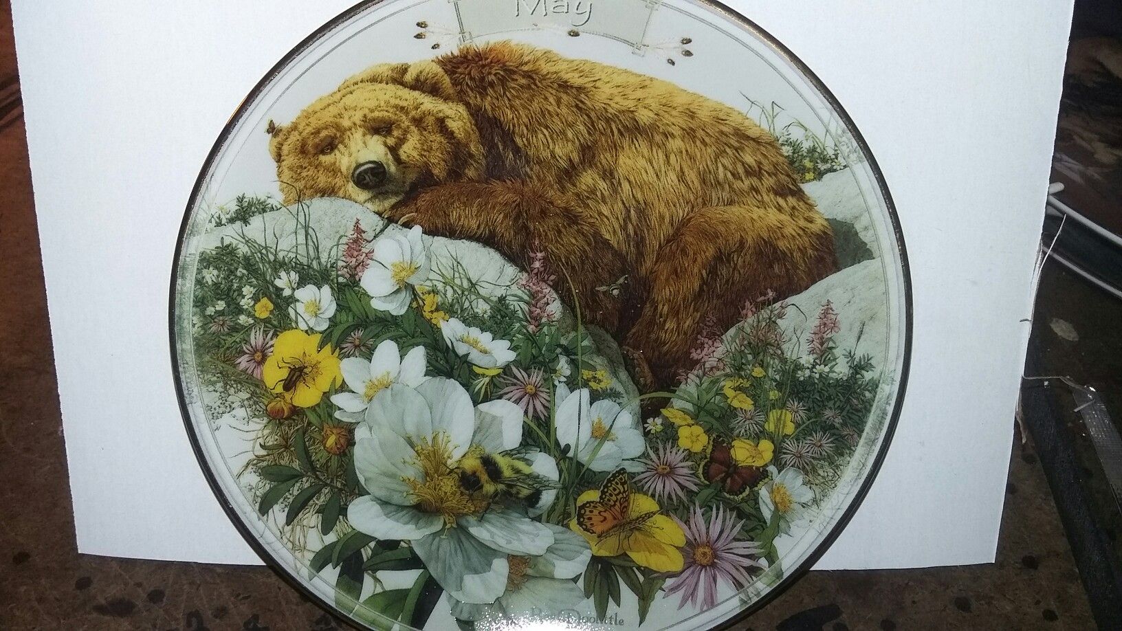 BEV DOOLITTLE BUGGED BEAR COLLECTABLE PLATE