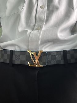 Louis Vuitton Checkered Belt Gold Buckle