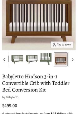 Babyletto Hudson 3-in-1 Convertible Crib with Toddler Bed Conversion Kit