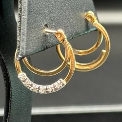 14k yellow gold diamond hoop earrings