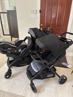 Baby Trend Sit N Stand Double Stroller and car seat