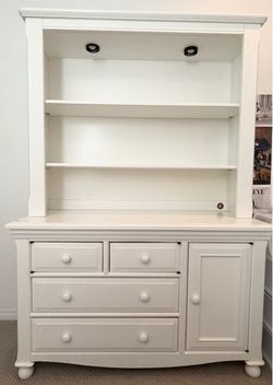 White dresser with bookcase hutch