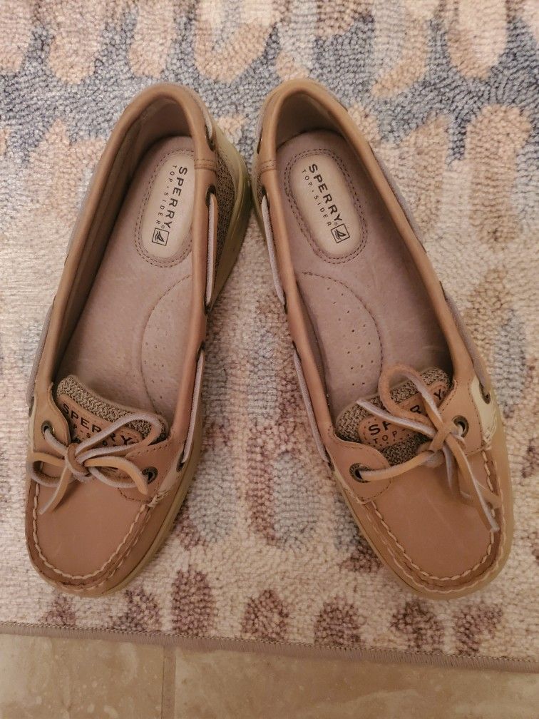 SPERRYS, WORN ONCE,
SIZE 5.5