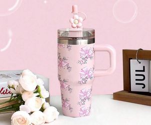 1pc 14oz Coffee Cup, Double Wall Vacuum Insulated Tumbler With Straw, 304 Stainless Steel Thermal Mug, Great For Car, Beach Or Outdoor Adventure, Holi