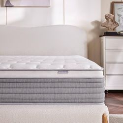 14 Inch King Mattress, Comfort Foam & Pocket Coil Hybrid Mattress in a Box, Medium Firm 