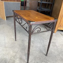 Rustic Wood & Iron Accent Table / End Table