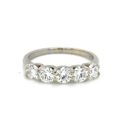 14k White Gold 5 Diamond Band 1.1ctw I-VS Size 7 