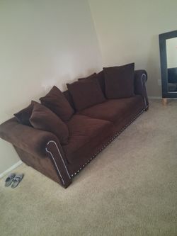 Brown Sofa with Nailhead Trim