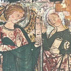 THE ANNUNCIATION Original Vintage Poster Norway Antique Fine Art Print Stave Churches Collectible 1950’s Italy Printed