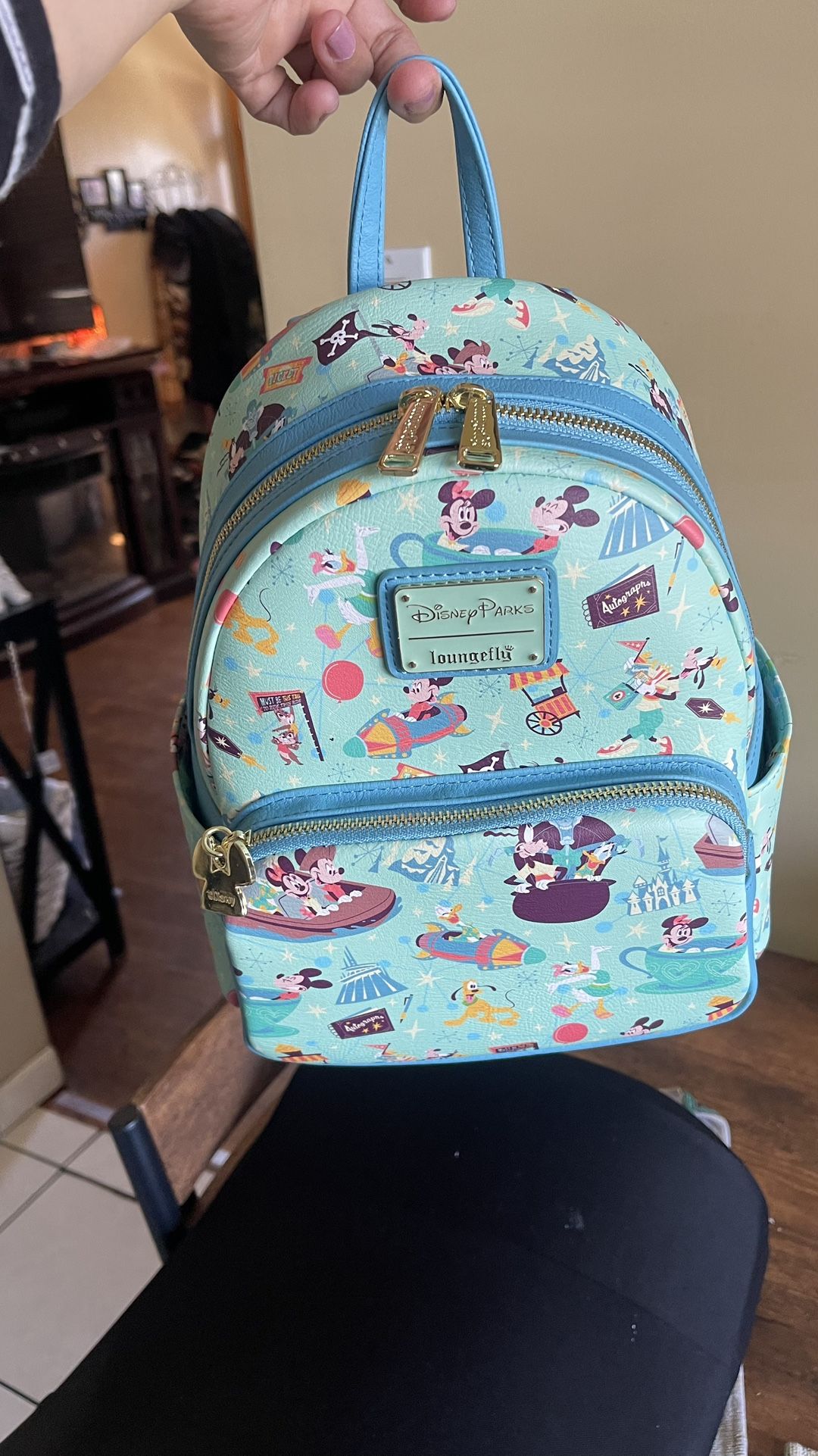 Original Disney Parks Loungefly Backpack Blue , Leather