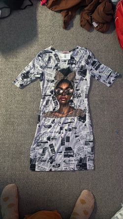 Newspaper Print Graphic T-Shirt Dress