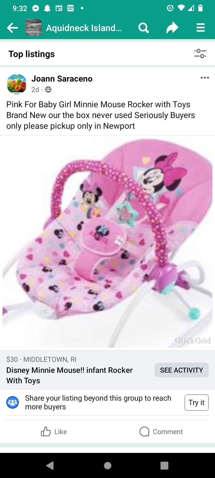 For a Infant Cute Minnie Mouse Rocker With Toys for a Baby Girl