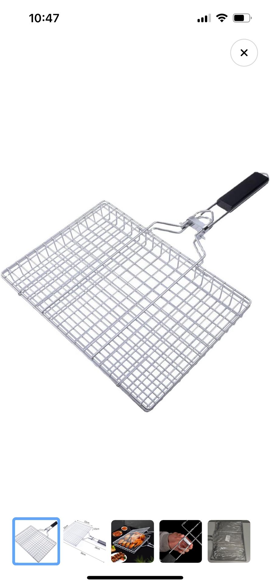 Grill Basket, Barbecue BBQ Grilling Basket with Removable Handle