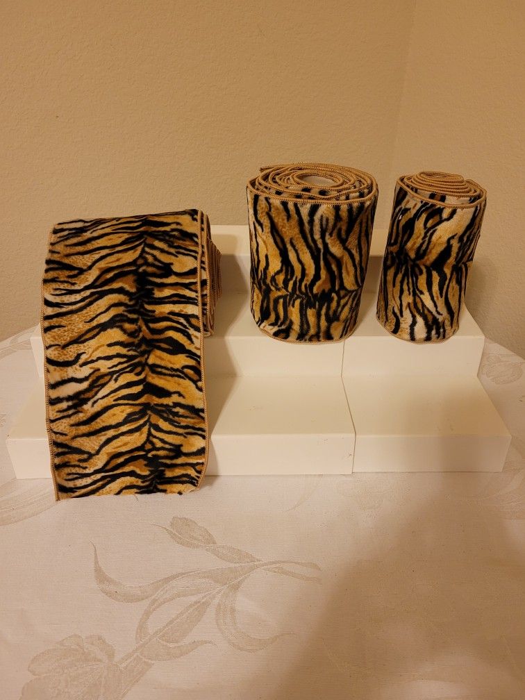 Velvet Fabric Tiger Animal Print Decorator Wire  Trim 