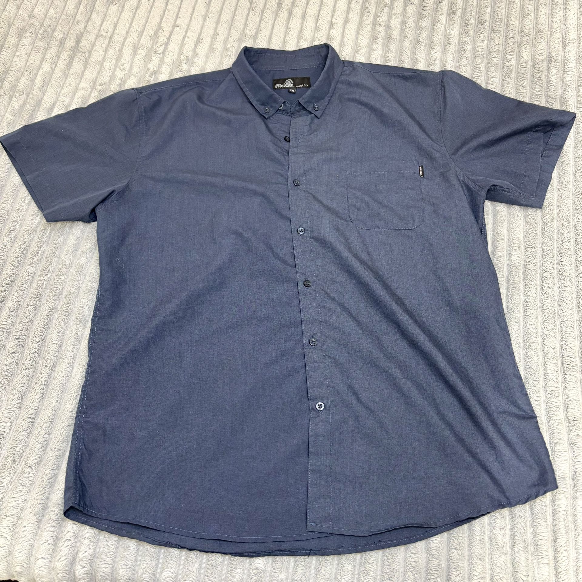 Molokai Surf Co men’s solid blue button up size 2Xl