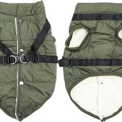 Dog Jacket with Harness Fleece Lined Warm Puppy Coat for Winter,Soft