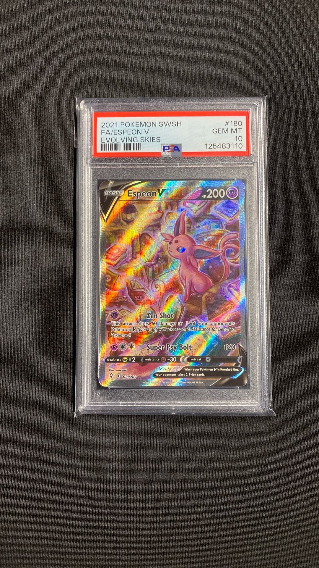 Pokemon Espeon V Evolving Skies Full Alt Art #180 PSA 10 Gem Mint
