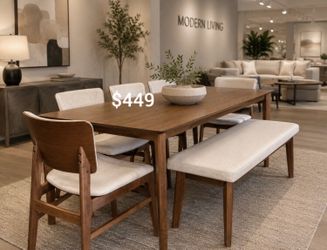 Stylish‼️ 6-Pc Dining Table Set Walnut Finish