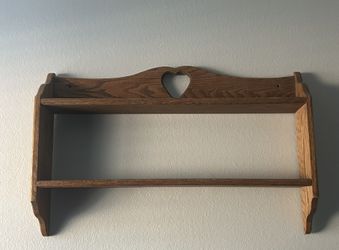 Vintage hardwood heart shelf