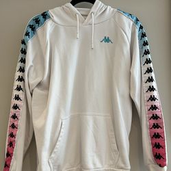 White Kappa Hoodie (Pink, Blue And White Gradient Sleeves)