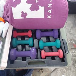 Yoga Mat And Set Of Weights In Case 