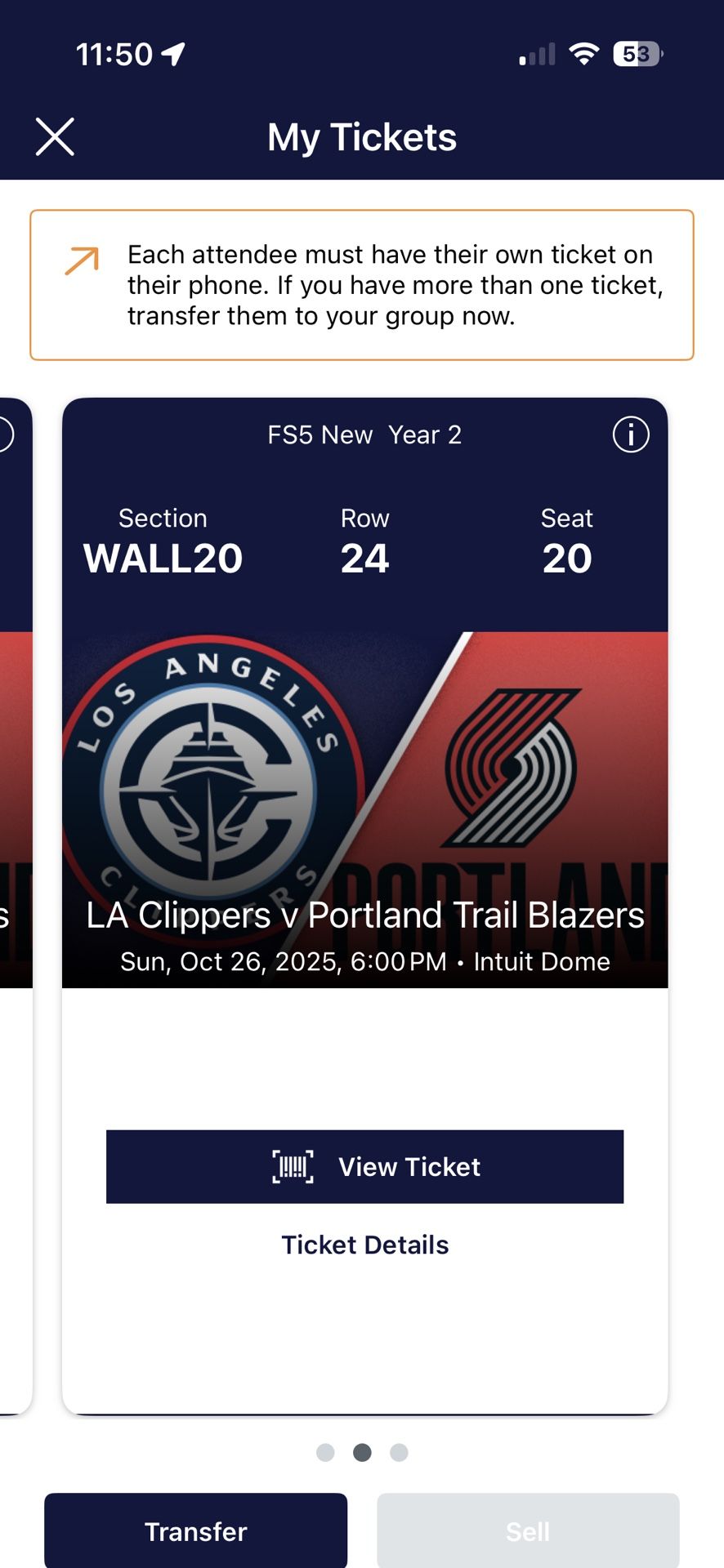 Clippers vs Blazers WALL Tickets