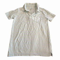 J Crew Crewcuts sub cotton polo blue yellow stripes Boy SZ S 6-7