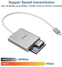 Unitek USB C SD Card Reader, Aluminum 3-Slot USB 3.0 Type-C Flash Memory  Card Reader for USB C Device, Supports SanDisk Compact Flash Memory Card  and