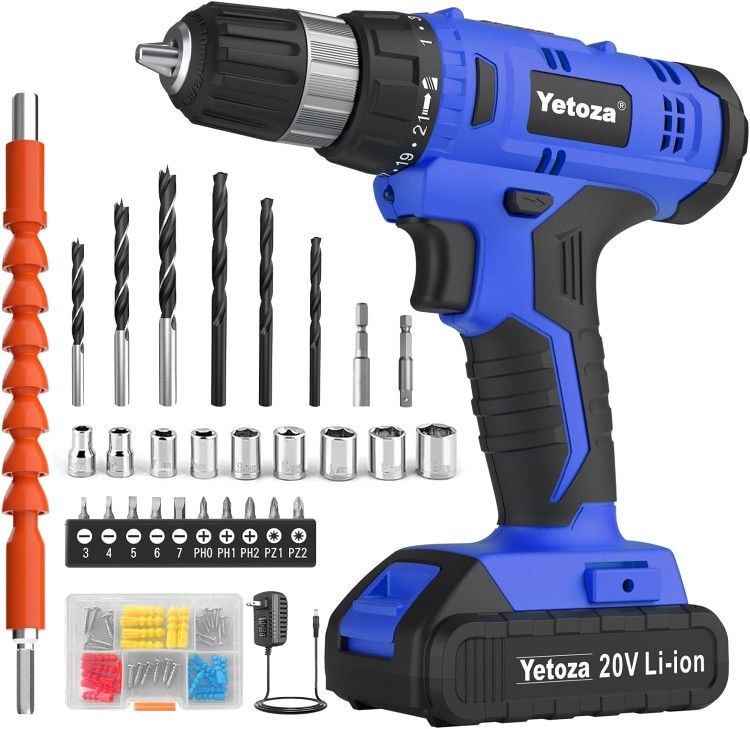 166
Cordless Drill Set,Compact Driver/Drill Bits,20V Lithium lon Power Drill Set,3/8-Inch Keyless Chuck, Battery and Charger Included with LED Work Li