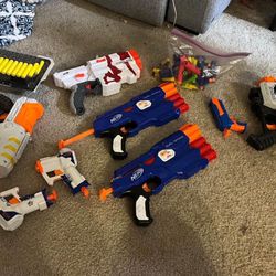 Nerf Guns Lot With Bullets 