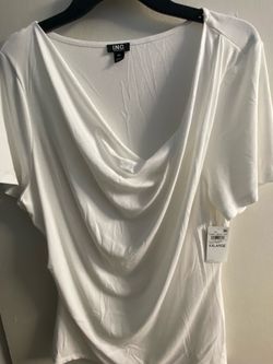 INC Cowl Neck Top White XXL