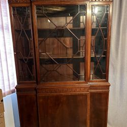 Clawfoot China Cabinet, All Original Glass, Original Finish  44”x14, 73”H